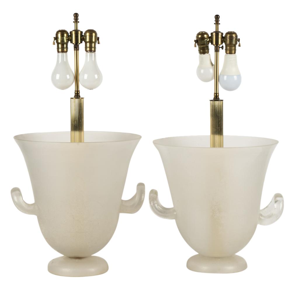 PAIR OF SEGUSO MURANO GLASS TABLE