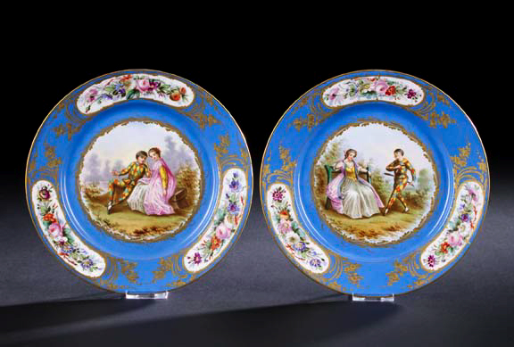 Pair of Sevres Bleu