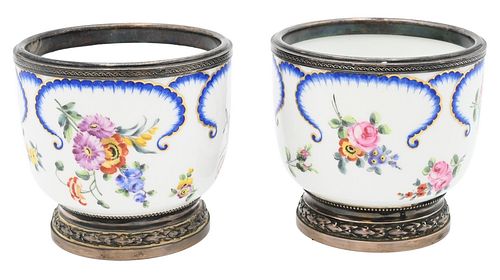 PAIR OF SEVRES CACHE POTS, HEIGHT 3