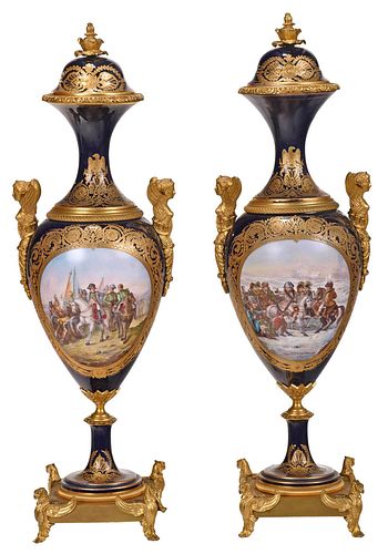 PAIR OF SEVRES NAPOLEONIC COVERED