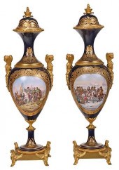 PAIR OF SEVRES NAPOLEONIC COVE