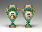Pair of Sevres porcelain urns