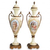 PAIR OF SEVRES PORCELAIN URNSD