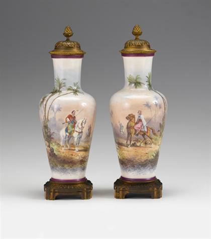 Pair of Sevres style gilt bronze