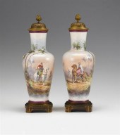 Pair of Sevres style gilt bron