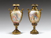 Pair of Sevres style gilt bron