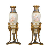 PAIR OF SEVRES STYLE ORMOLU MO