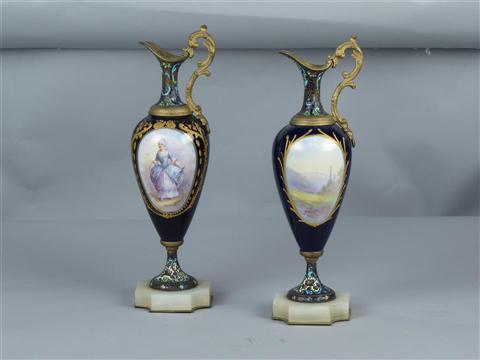 PAIR OF SEVRES STYLE PORCELAIN