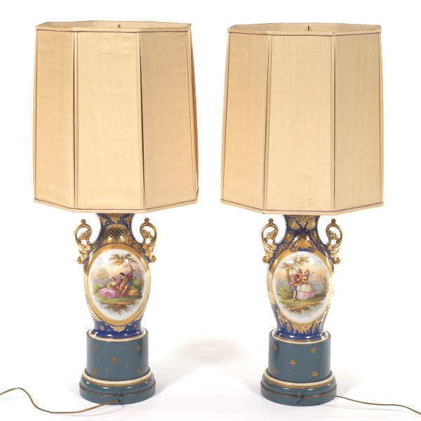 PAIR OF SEVRES STYLE PORCELAIN VASE