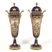 PAIR OF SEVRES STYLE PORCELAIN