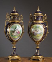 PAIR OF SEVRES STYLE PORCELAIN