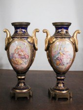 PAIR OF SEVRES STYLE PORCELAIN