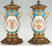 PAIR OF SEVRES STYLE PORCELAIN