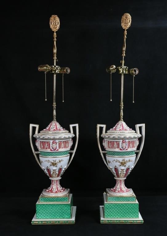 PAIR OF SEVRES STYLE PORCELAIN