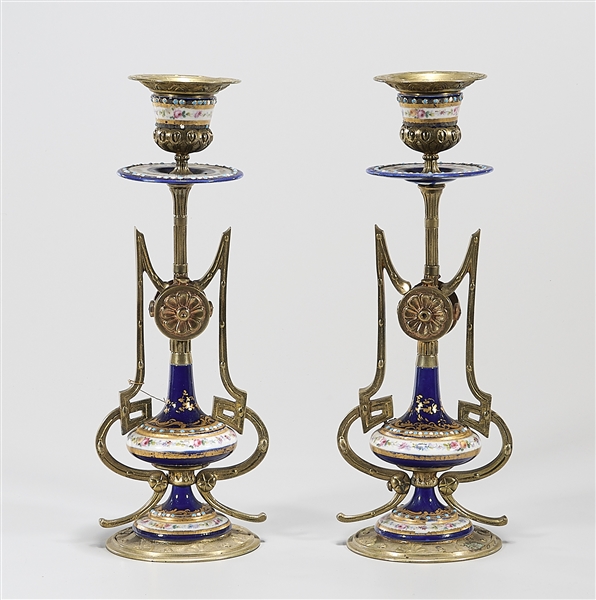 Pair of Sevres-tyle ormolu