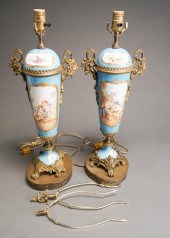 PAIR OF SEVRES TYPE BLUE CELES