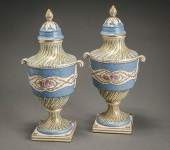 PAIR OF SèVRES-TYPE FLORAL ENA