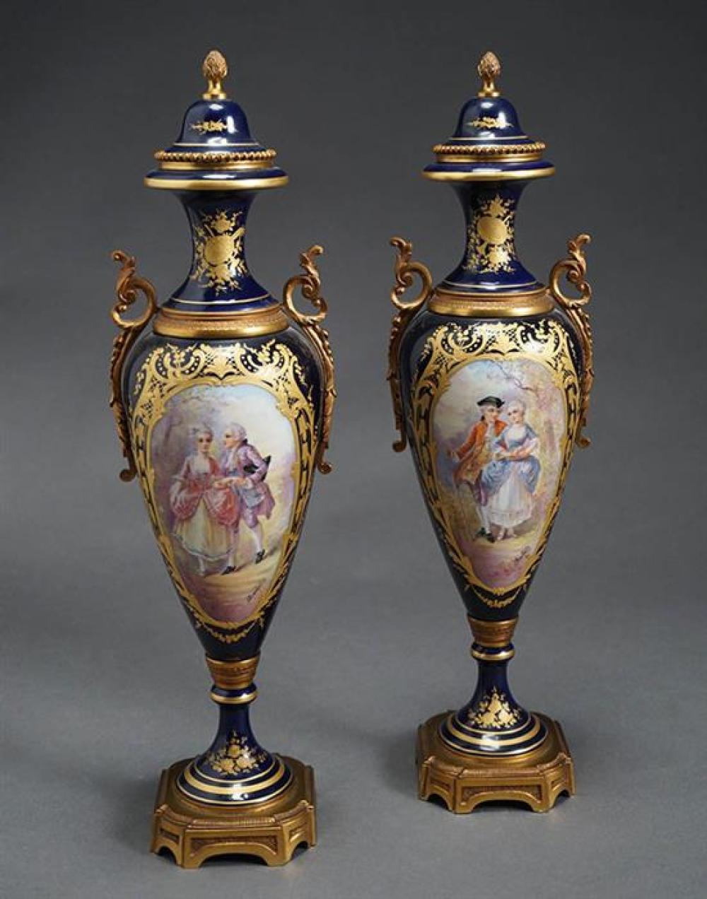 PAIR OF SèVRES-TYPE ORMOLU