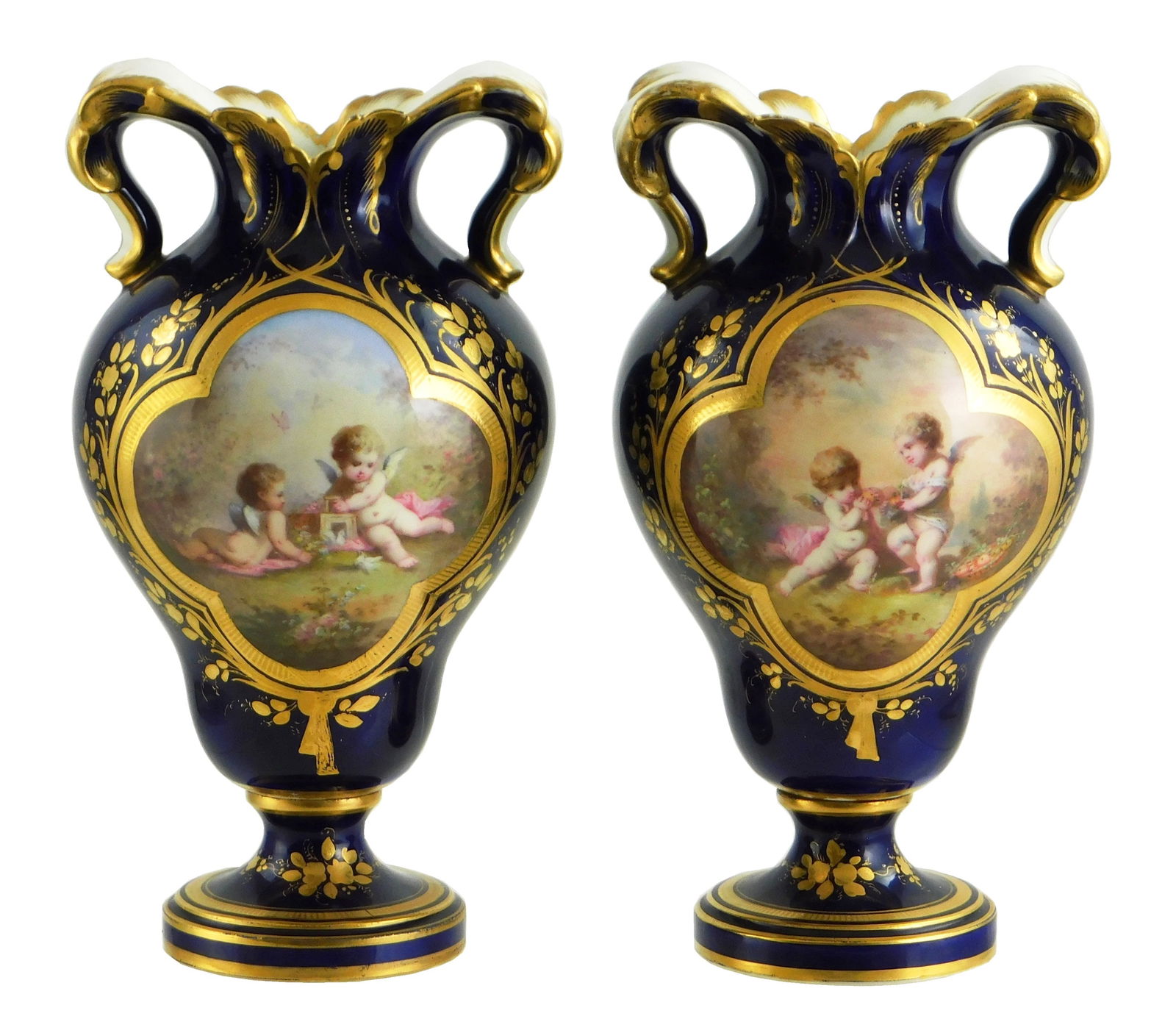 PAIR OF SEVRES TYPE PORCELAIN