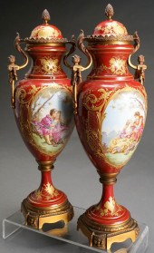 PAIR OF SEVRES-TYPE ROSE DU BE