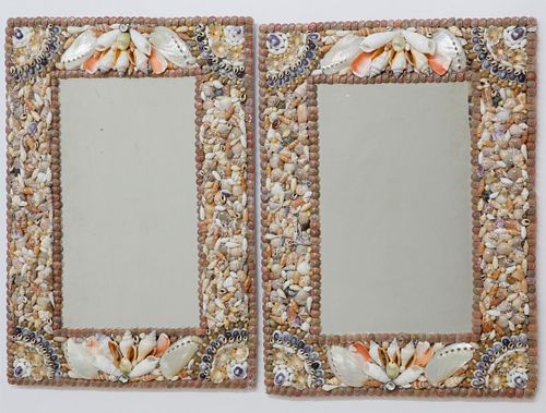 PAIR OF SHELL ENCRUSTED RECTANGULAR