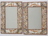 PAIR OF SHELL ENCRUSTED RECTAN