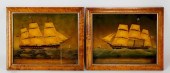 PAIR OF SHIP PRINTS UNDER GLAS