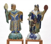 PAIR OF SHIWAN BISCUIT & GLAZE
