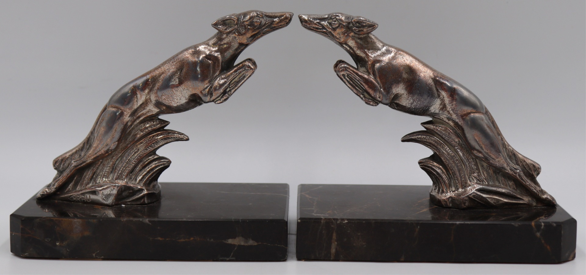 PAIR OF SIGNED ART DECO BRONZE