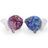 PAIR OF SIGNED ART GLASS FISH