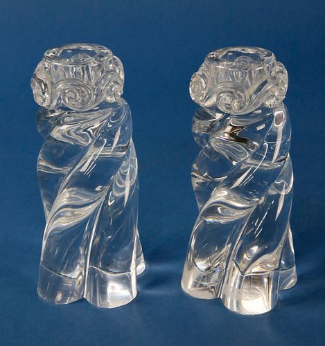 PAIR OF SIGNED BACCARAT CRYSTAL