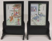 PAIR OF SIGNED CHINESE ENAMEL