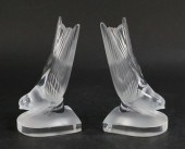 PAIR OF SIGNED LALIQUE HIRONDE
