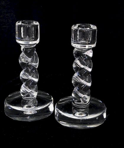 PAIR OF SIGNED STEUBEN CLEAR