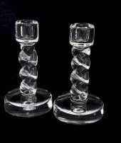 PAIR OF SIGNED STEUBEN CLEAR C