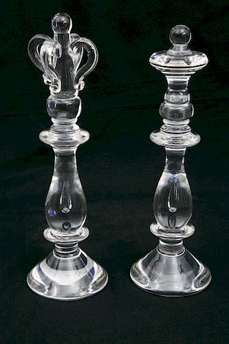 PAIR OF SIGNED STEUBEN GLASS KING &
