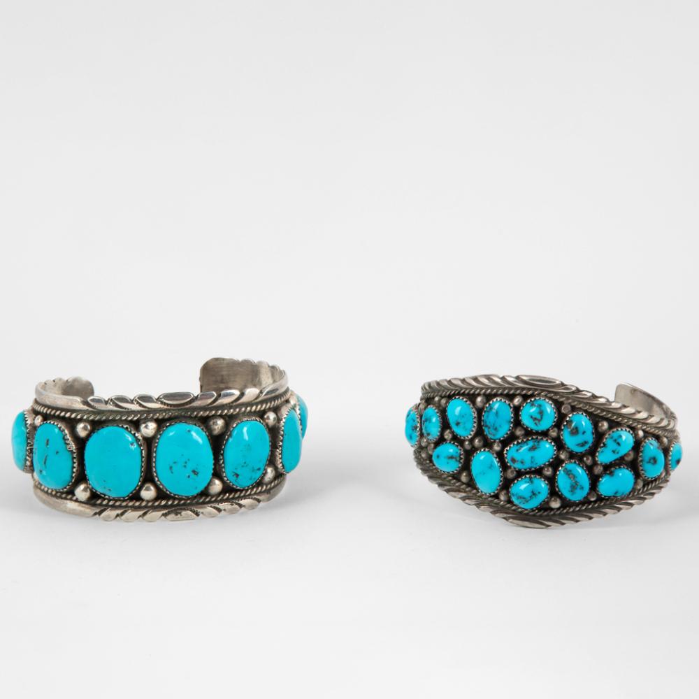 PAIR OF SIGNED TURQUOISE CUFFS,