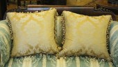 Pair of Silk Damask Overstuffe