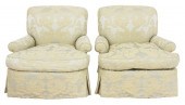 PAIR OF SILK DAMASK UPHOLSTERE