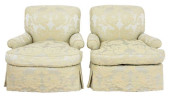PAIR OF SILK DAMASK UPHOLSTERE