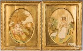 PAIR OF SILK ON SILK PICTORIAL