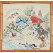 PAIR OF SILK PAINTINGS ????? ?