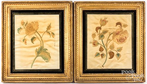 PAIR OF SILKWORK EMBROIDERIES, 19TH