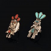PAIR OF SILVER AND TURQUOISE F