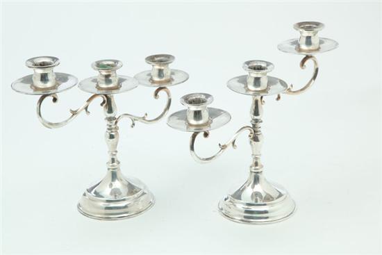 PAIR OF SILVER CANDELABRA.  Mexico