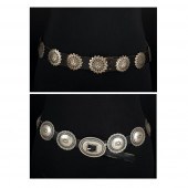 PAIR OF SILVER CONCHO BELTS, C