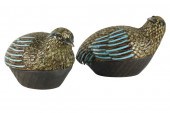 PAIR OF SILVER & ENAMEL BIRD B