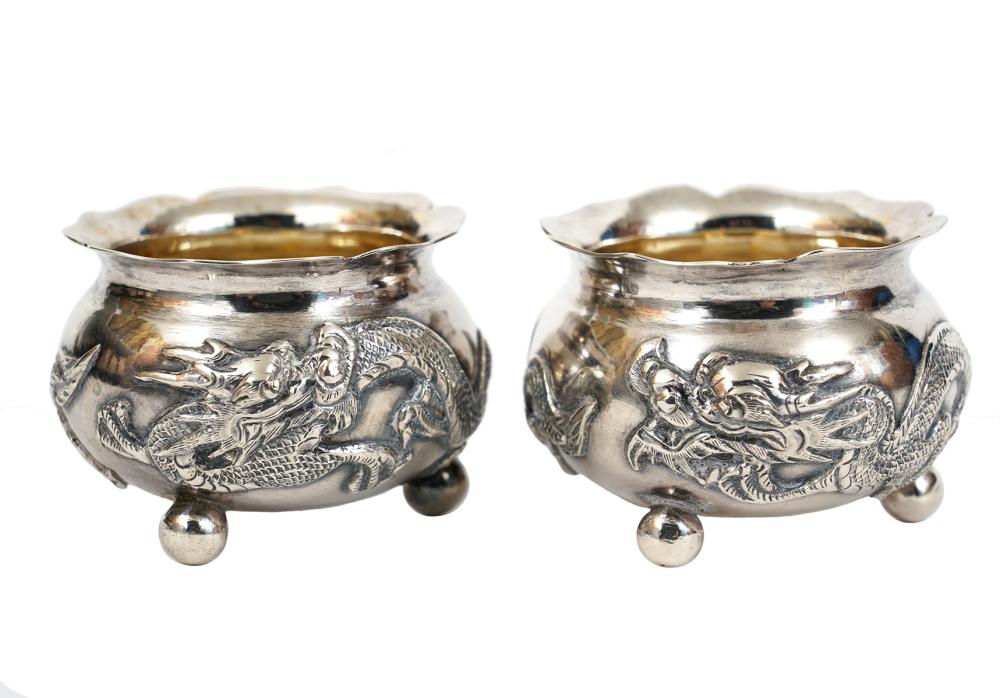 PAIR OF SILVER LEE CHING SALT
