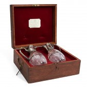 PAIR OF SILVER MOLDED GLASS HU