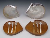PAIR OF SILVER MOUNTED SHELL C